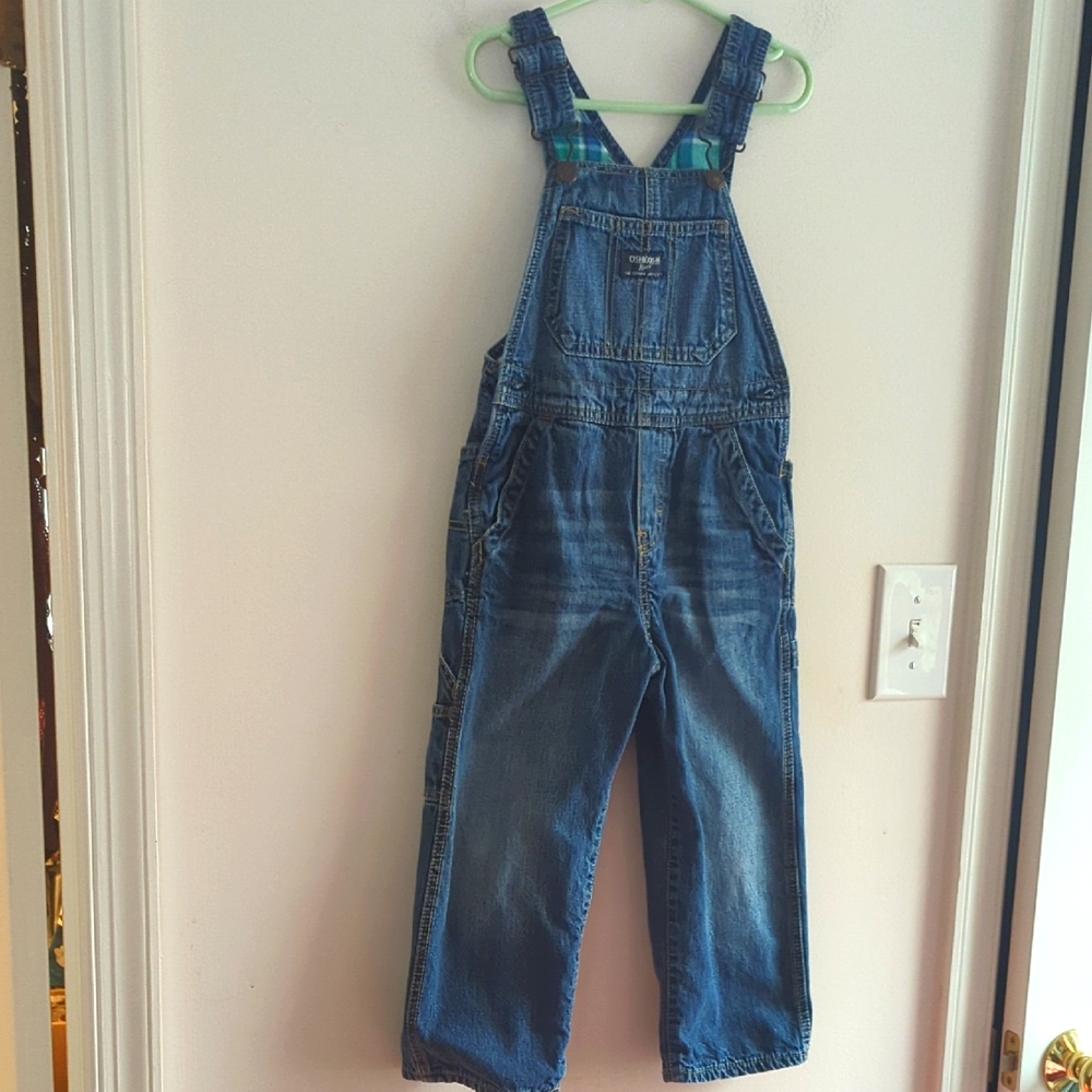 OshKosh B'Gosh Blue Flannel Lined Denim Overalls